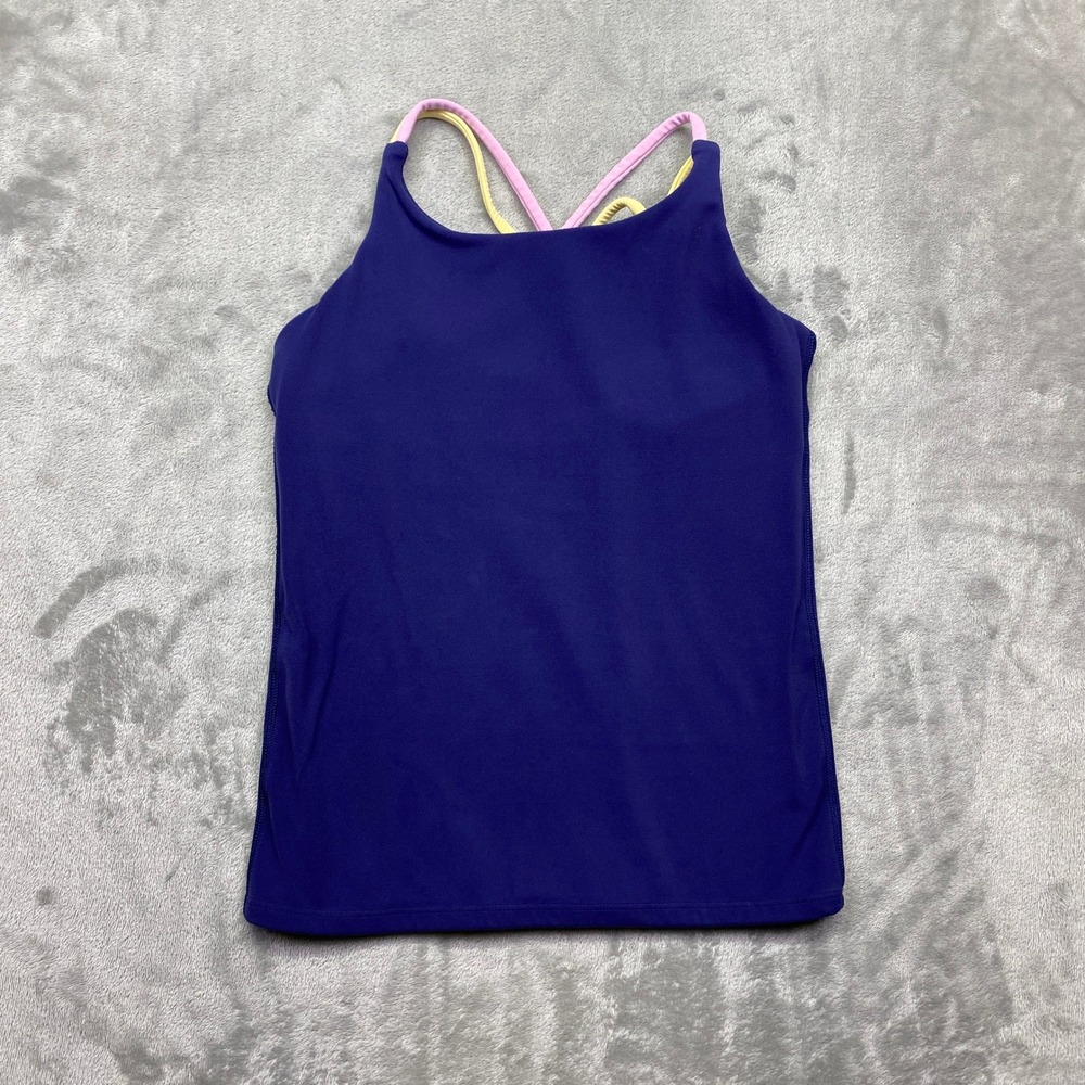 Athleta Girl Blue Crossback Tank Top Athletic Athleticwear Sz L/12 Athleisure - Picture 1 of 6